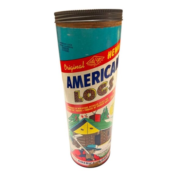 Vintage Halsam American Logs Building Set In Original Tube - Picture 1 of 7